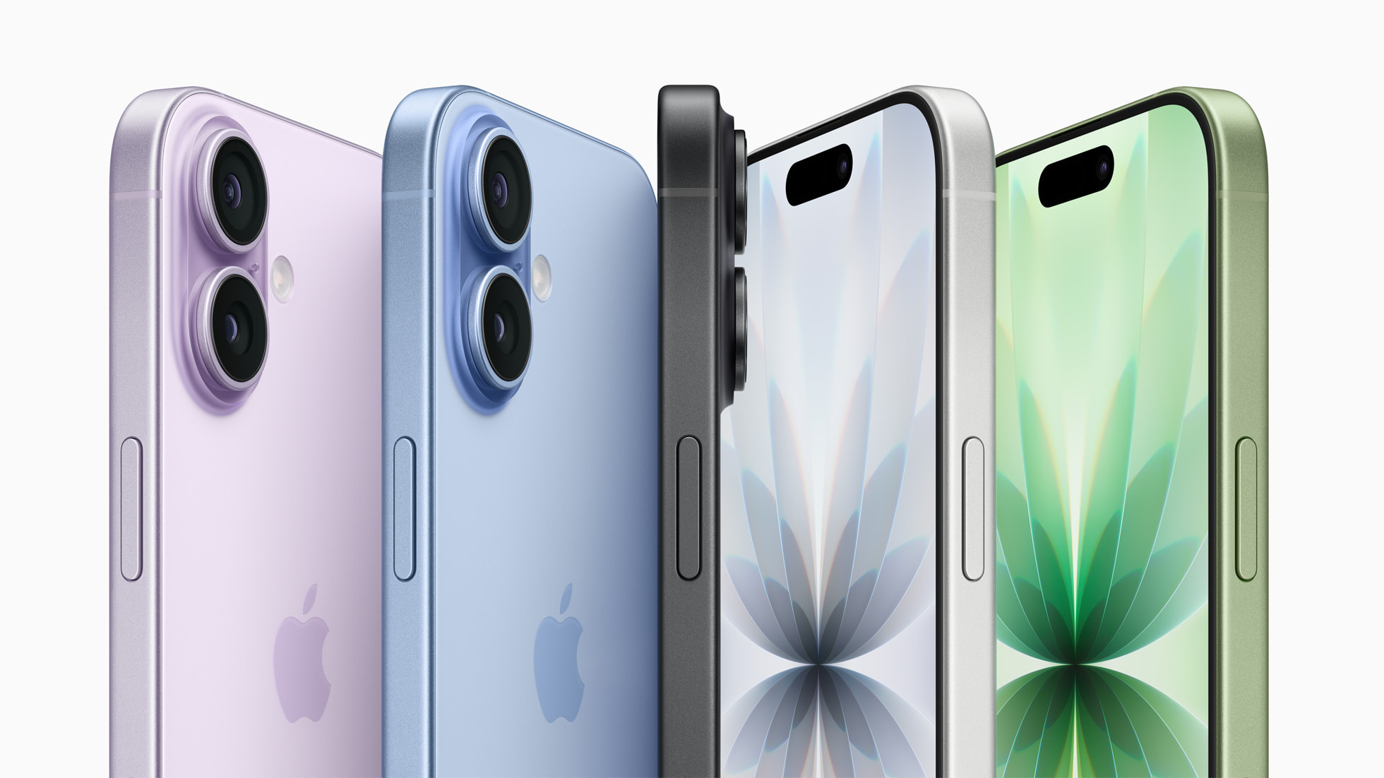 Apple iPhone 17 shown in its five finishes
